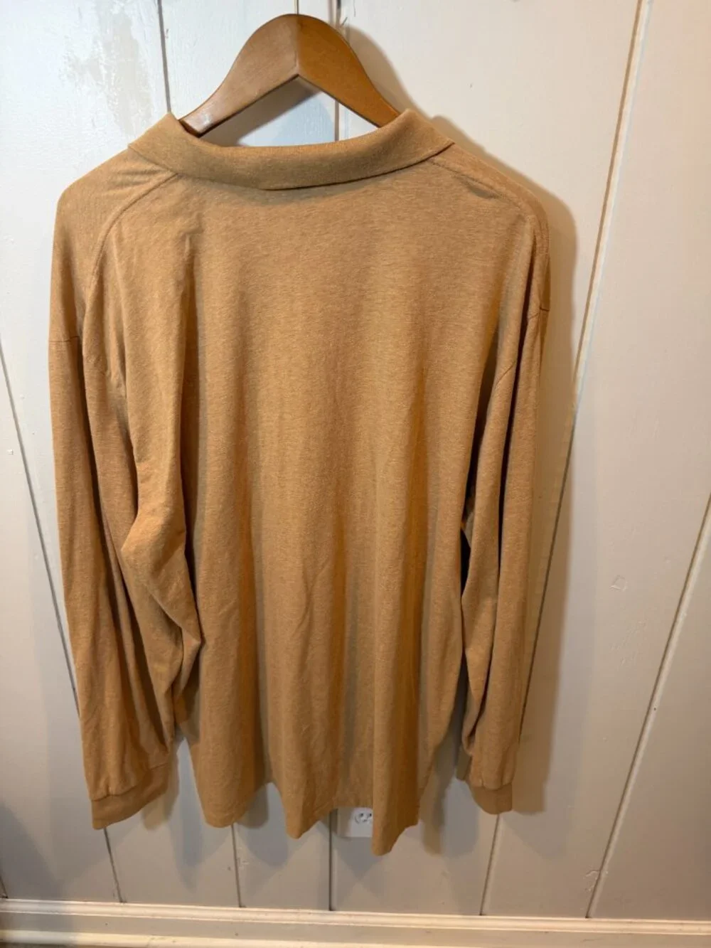 Polo Ralph Lauren Men's Long Sleeve Polo Shirt Tan Beige Pony Logo XXL